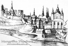 Луцьк. Вигляд костелу тринітаріїв на іконі Святого Ігнатія, сер. 18 ст. 